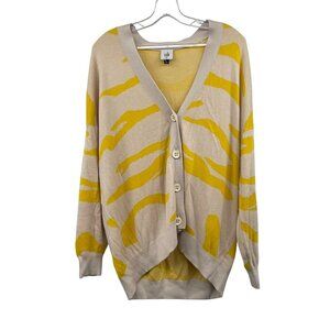 Cabi Women's Button Up Cardigan Long Sleeve Yellow/Cream Print Size XS